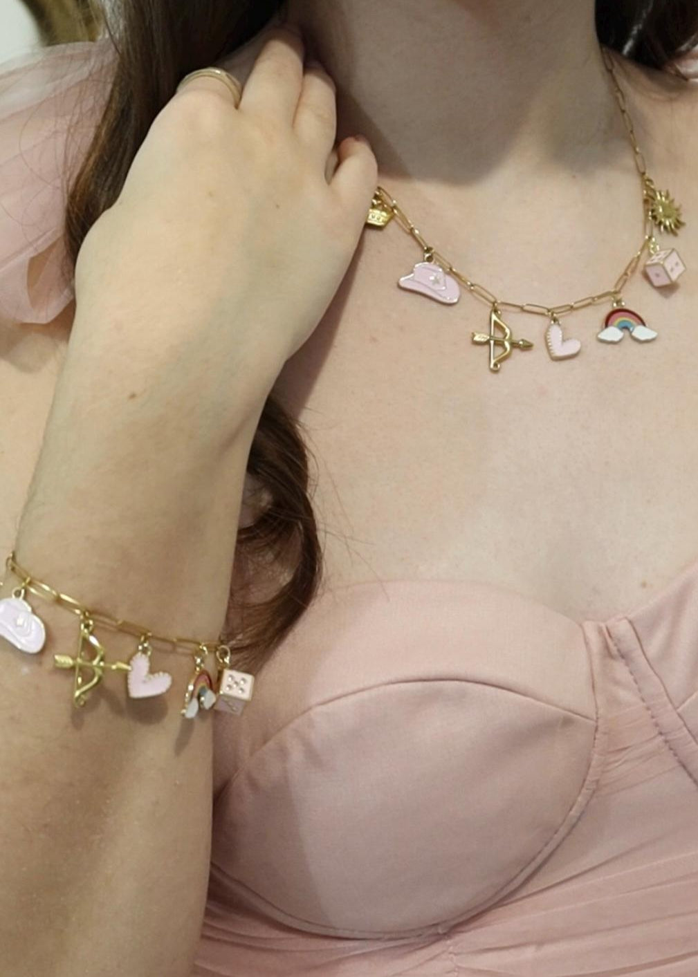 Lot collier et bracelet à charms "Lover" (Xoxo Jewels Version)