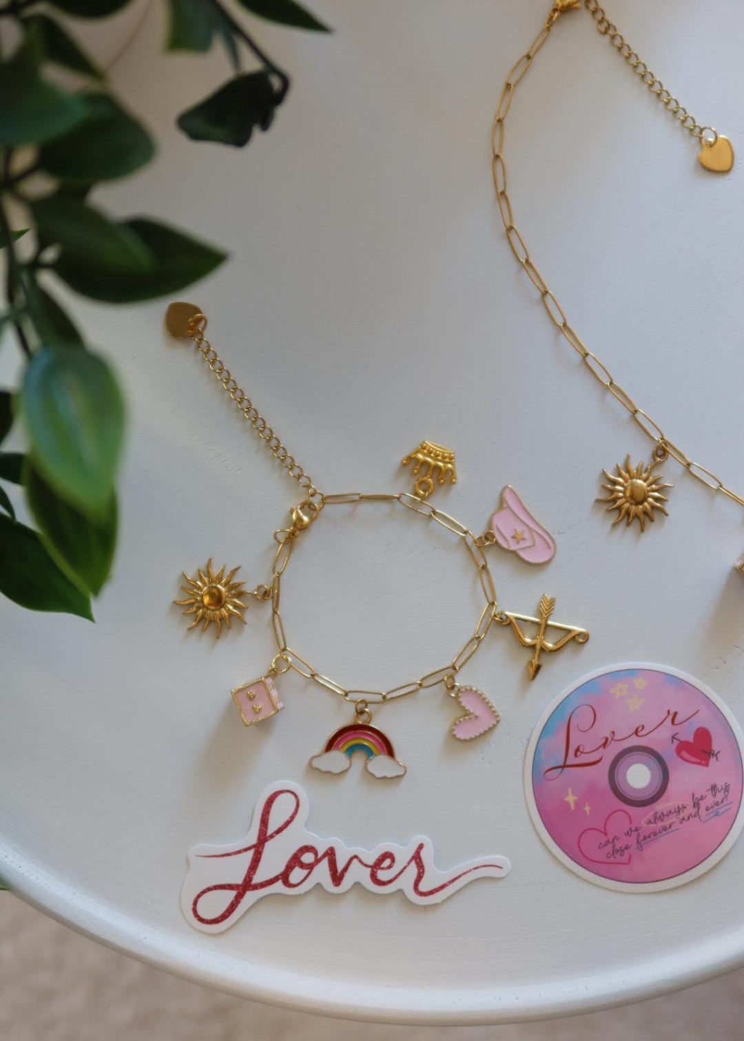 Lot collier et bracelet à charms "Lover" (Xoxo Jewels Version)