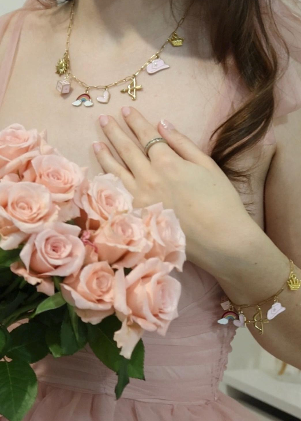 Lot collier et bracelet à charms "Lover" (Xoxo Jewels Version)