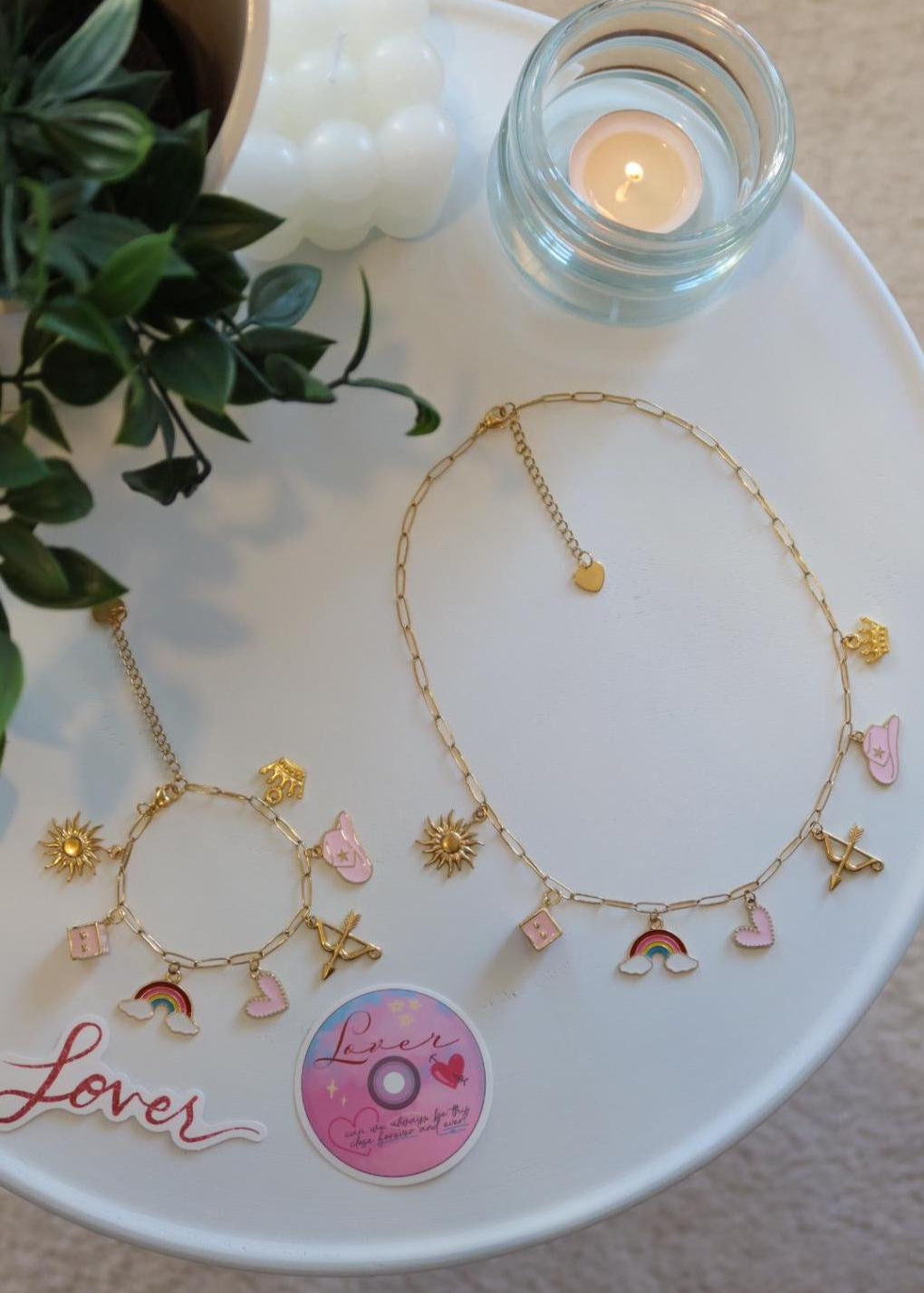 Lot collier et bracelet à charms "Lover" (Xoxo Jewels Version)
