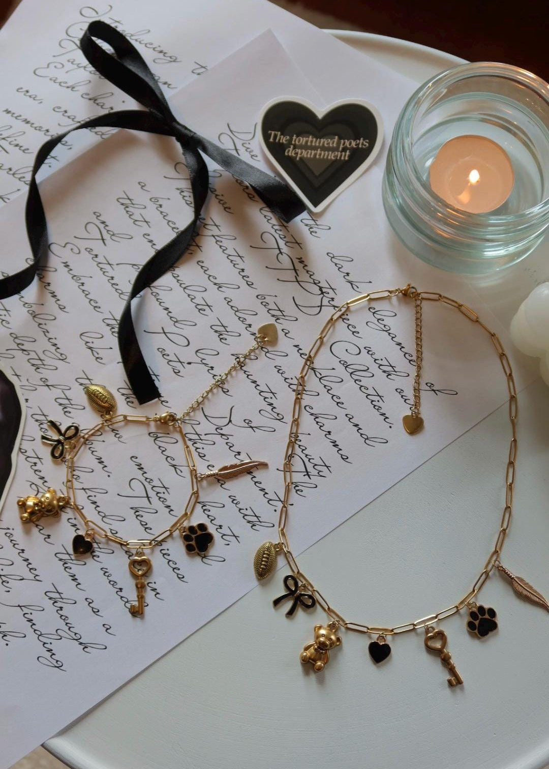 Lot collier et bracelet à charms "TTPD" (Xoxo Jewels Version)